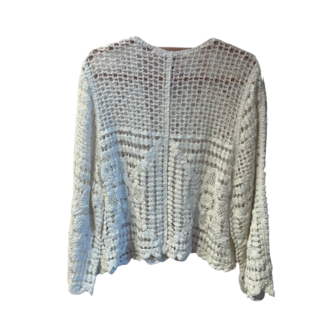 Hvid hæklet Cardigan bagside