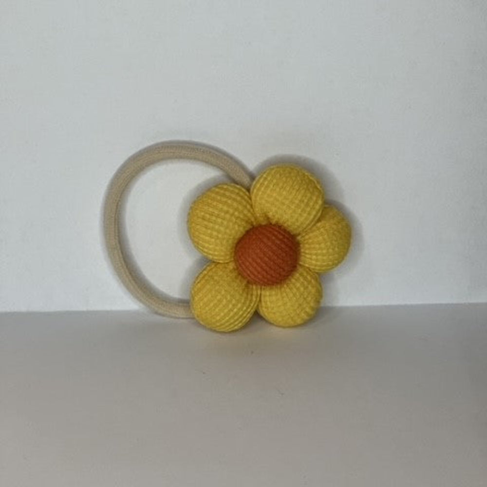 Hårelastik med Håndlavede Blomst, gul