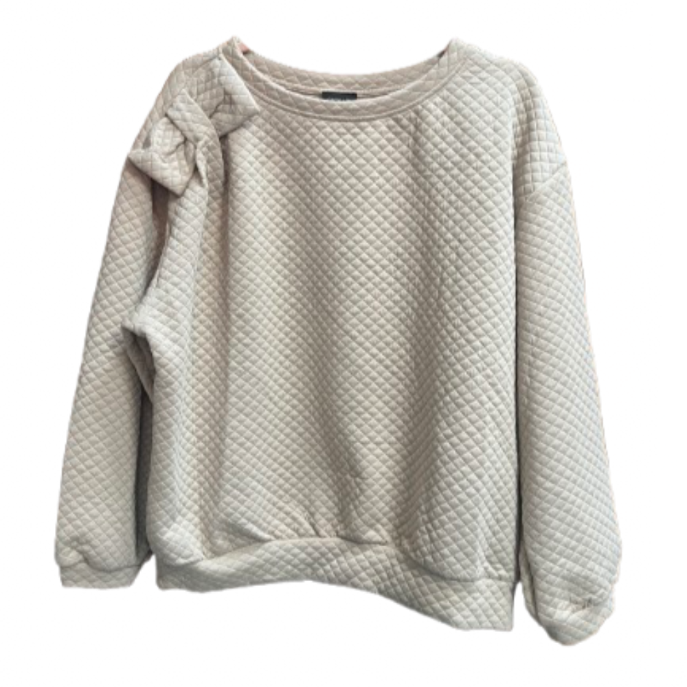 Sweatshirt med sløjfe på skulderen - beige