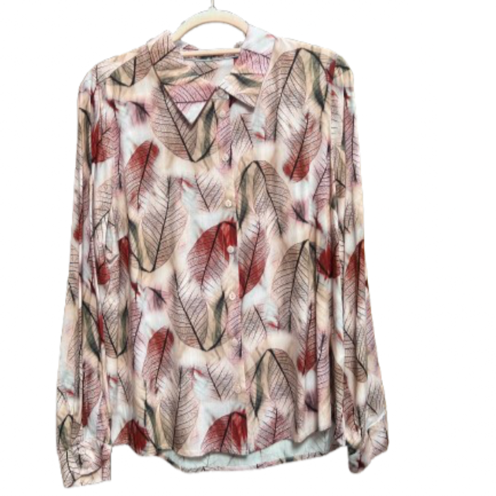 Skjorte med bladeprint - rosa - Soulmate