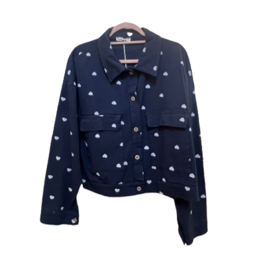 Kort jakke - hjerteprint – front