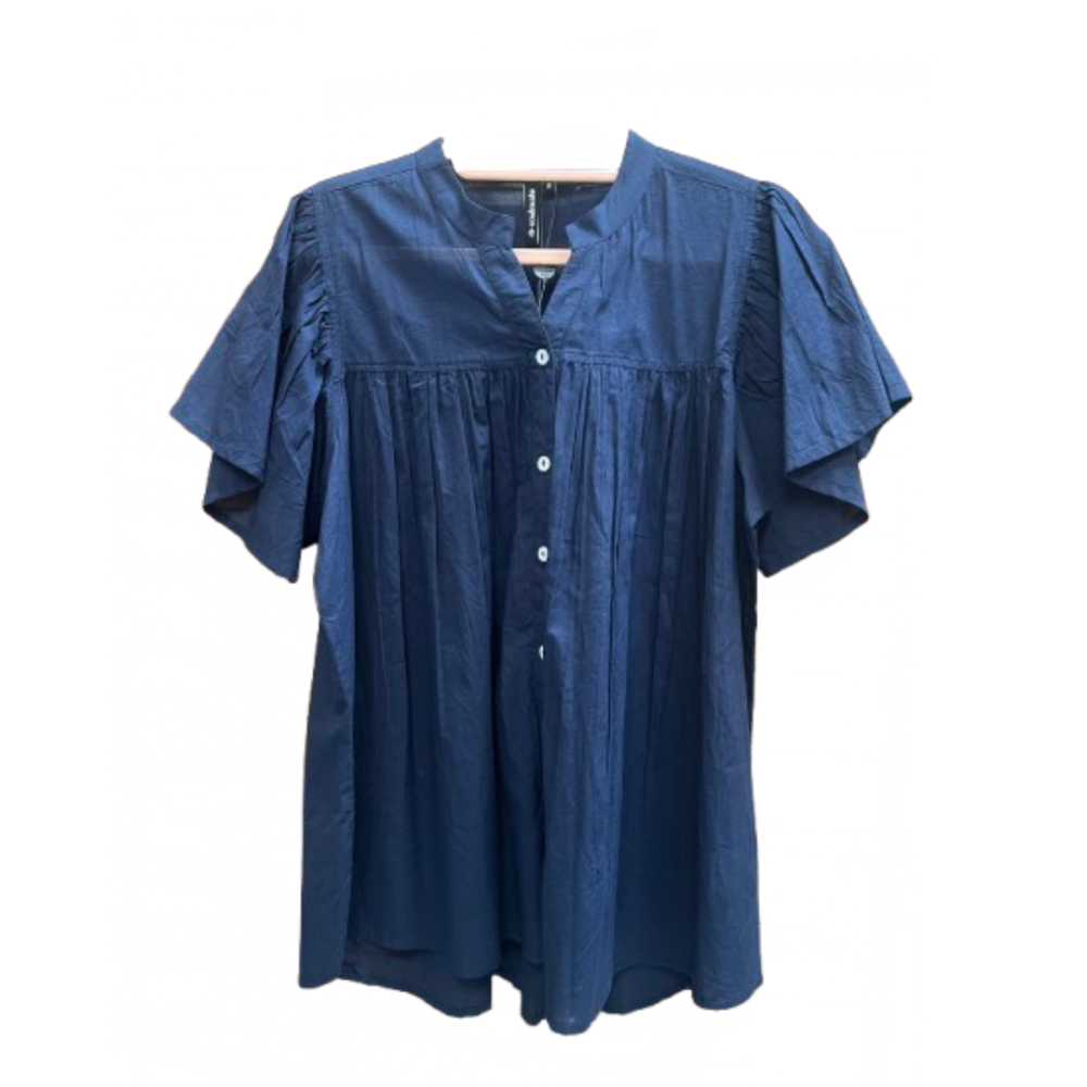 Kortærmet skjorte bluse - Navy - Soulmate