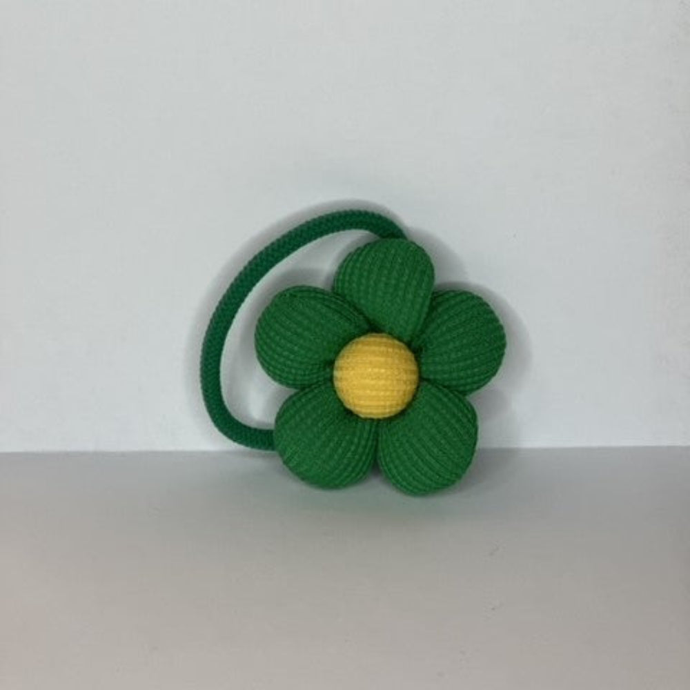 Hårelastik med Håndlavede Blomst, grøn