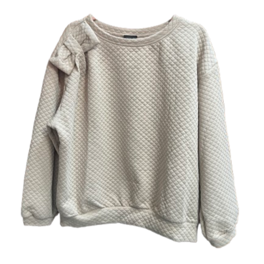 Sweatshirt med sløjfe på skulderen - beige