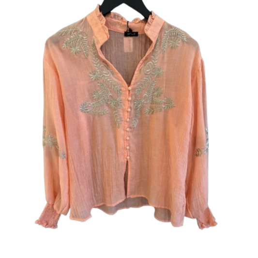 Koral Bluse med embrodery broderi - Qnuz