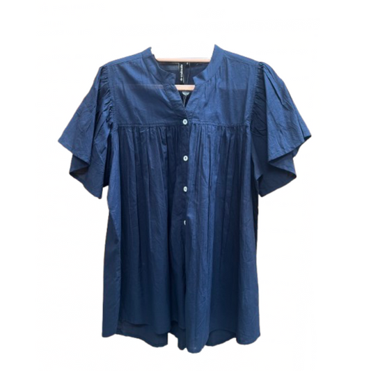 Kortærmet skjorte bluse - Navy - Soulmate