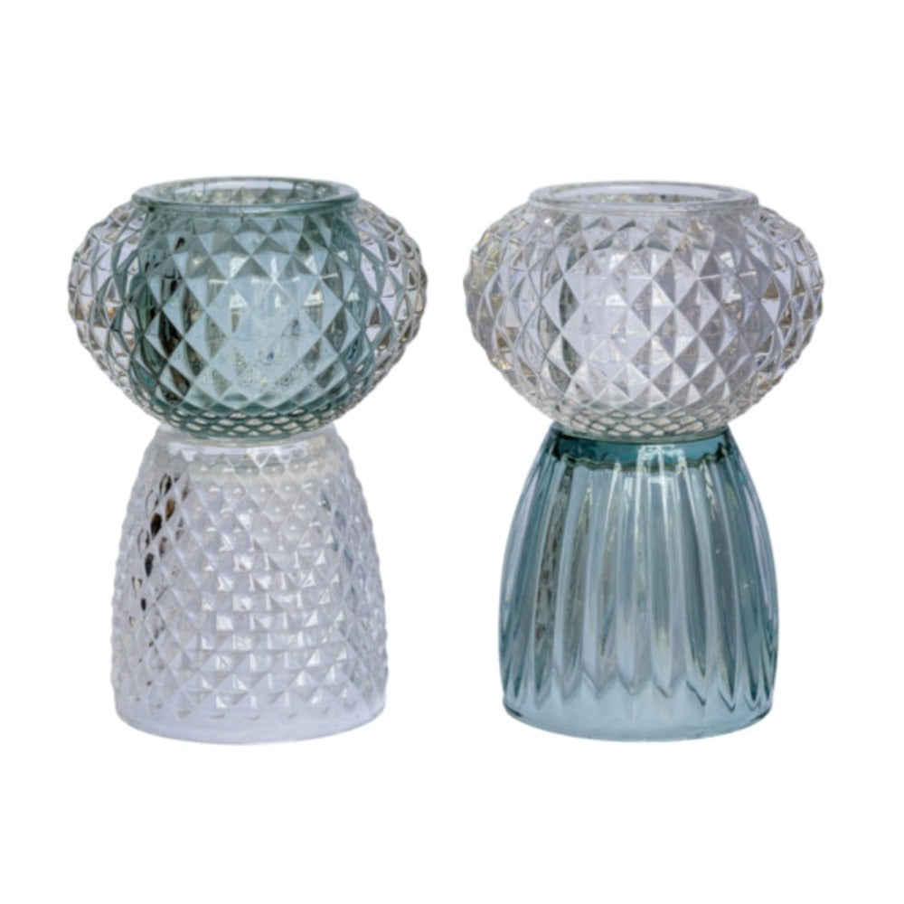 Vase med Harlekinmønster - Lysblå