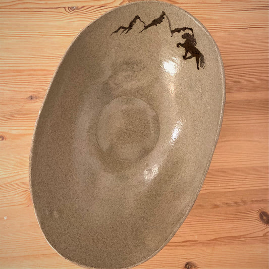 Oval keramikskål - Raku - Mårum Keramik